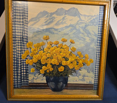Adolf Hinzpeter Still Life with Yellow Flowers Painting 13×14
