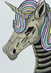 ACEO *PRINT* Animal Fantasy Unicorn Horse Rainbow Pastel Tinycanvasbyh