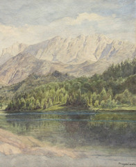 Alpine Mountain Landscape, High Mountain Lake, Signed „Krageisere“, 19th/20th century