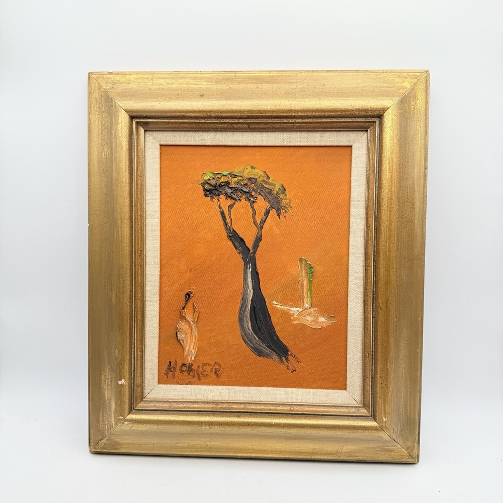 Homer Costello Original Impasto Oil Painting Orange Landscape Framed 13×15