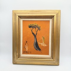 Homer Costello Original Impasto Oil Painting Orange Landscape Framed 13×15
