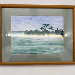 Original Watercolor Painting Tropical Coastal Beach Scene by Sandi Ragg