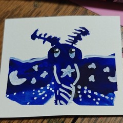 ACEO by Emily Meinert blue moth insect contemporary painting on paper small