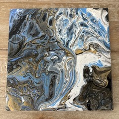 Lot Of 5 Abstract Acrylic Pour Painting On Tile /Fluid Flow Artwork 6” Trivet