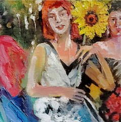 YARY DLUHOS Party Figure Ballroom Dancing Music Women Original Art Oil Painting