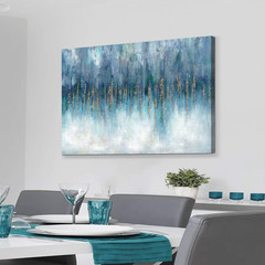 Large Abstract Canvas Art with Hand-Painted Gold Foils – 45“ x 30