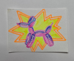 aceo original painting cute colorful balloon dog miniature painting abstract art