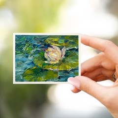 ACEO Original Pink Lotus#41 Landscape Oil Painting Collectable Art 2.5×3.5 in OS