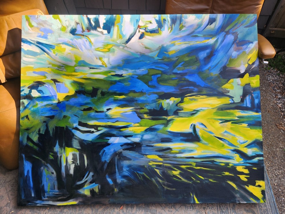 LARGE MODERN ABSTRACT ORIGINAL OIL PAINTING – 47 in x 60 in