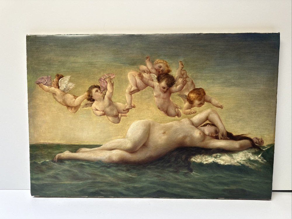ANTIQUE PAINTING ICON ICONIC WOMAN FEMALE MODEL ANGELS Cherub Leonard Large