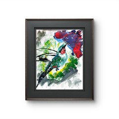 Hummingbird Unique Abstract Expressionism Wall Art Gallery Paper 11×14
