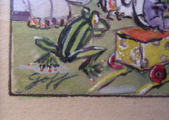 Vtg Antique Circus Painting Carnival Mother Goose Signed Goff Mid Century