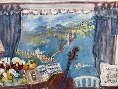 Renée HALPERN (1914-? ) School of Paris – Golden Gate Bridge Oil on Canvas