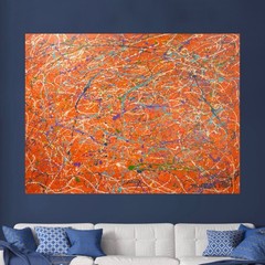 Jackson Pollock Style Giant Canvas Painting 84”X62” (7 Foot) Abstract Modern XL
