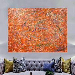 Jackson Pollock Style Giant Canvas Painting 84”X62” (7 Foot) Abstract Modern XL