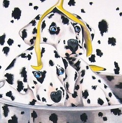 art direct from artist painting figures dalmatian dog animal original painter
