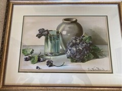 Original Framed ‚Blue Hydrangea Arrangement‘ by Frieda Voelter Redmond 1857-1939