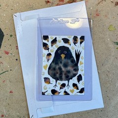 Russet Keeper of Fallen Leaves ACEO Original Painting Owl Art Card 2.5×3.5 OOAK
