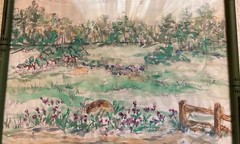 Vintage Framed Landscape Water Color Painting by S. Trainor 12 1/2 by 10 Inches