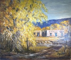 California Artist Palos Verdes Oil Painting 1989 Anne Gere New Mexico Landscape