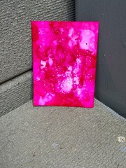 ACEO #062 by SADIE, Age 11, Alcohol Ink Pink, Hand Painted, Original 3.5×2.5