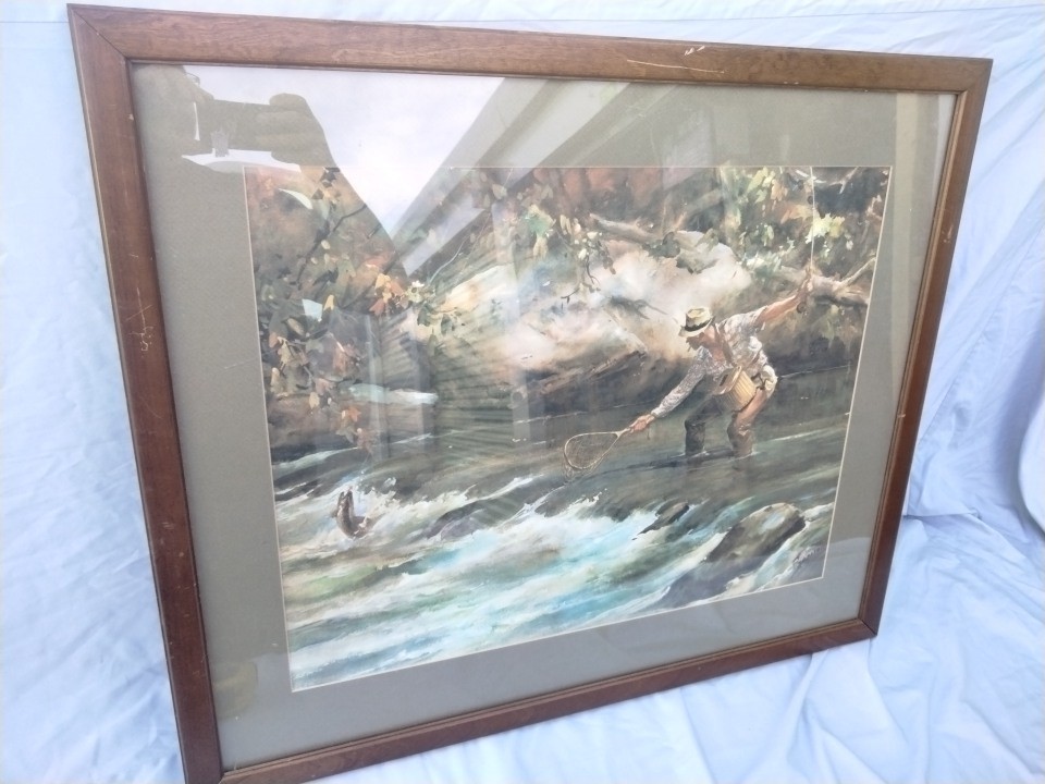 JAMES MILTON SESSIONS original Watercolor River Fly Fishing Trout