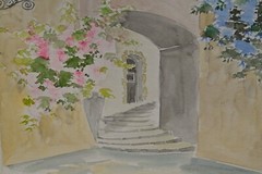 ISABELLE BIJELIC Original Vintage Signed European Cityscape Watercolor Painting