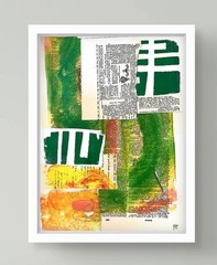 Original Colorful Abstract 9×12 Acrylic Collage Painting on Paper, Holly Hammond
