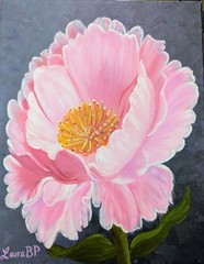 Peony 11x14x0.5 in. 100% Hand Painted Oil On Canvas IS NOT A PRINT, Unframed