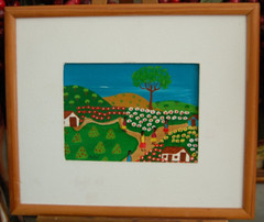 FRAMED SIGNED OIL MINIATURE LATIN AMERICAN FOLK ART VILLAGE SCENE #1 ARTIST NIVI