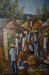 Impressionist OM Osmond Christophe Signed Haitian Folk Art Original Painting VTG