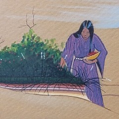 Merlin Little Thunder Southern Cheyenne Original Gouache Painting