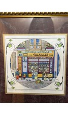 volailler fleuriste Paris 1996 set of 2 water color painting Restaurant decor