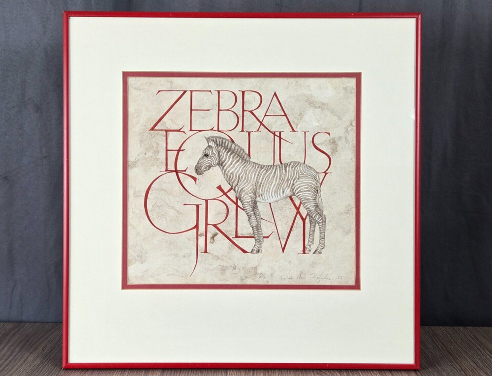 Dee Ann Segula, MI Zebra Equus Grevy original pen & watercolor painting