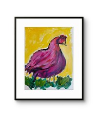 MONA VIVAR Original 11×14 Colorful Chicken Hen Bird Abstract Fine Art Painting