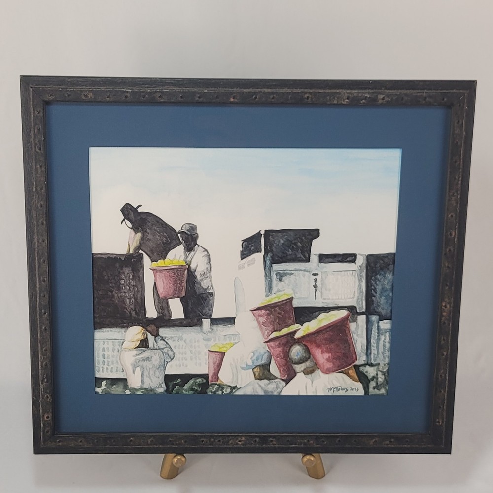 Michael Towns Original Watercolor Painting California Field Workers Harvest…