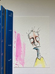 ACEO Original Watercolor Painting Abstract Man ATC Artist Trading Card OOAK