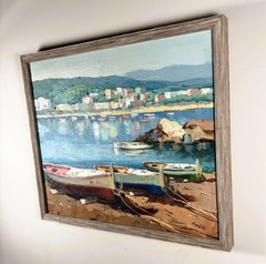 Boats in a Mediterranean Harbor by L. Santin