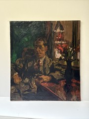 ANTIQUE IMPRESSIONIST PAINTING 1910’S SIGNED OIL PORTRAIT MAN IN SUIT MYSTERY