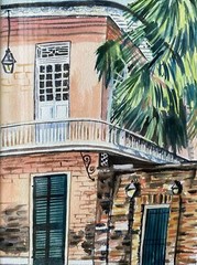 KRISTI C JONES “CREOLE HOUSE” Watercolor Painting New Orleans Louisiana Framed