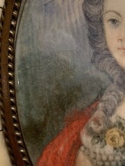 c1890 Antique Miniature Painting On Vellum Piano Key Picture Frame