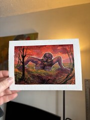 Original Small Quirky Fantasy Creature Forest Painting Watercolor Art Mikah