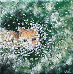 Ginger cat original small painting on canvas orange kitten