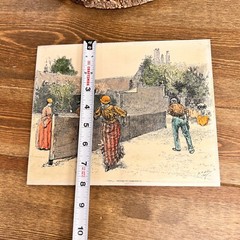Etched Engraved Painting of Tennis Match by Edwin Abbey on Porcelain 1887