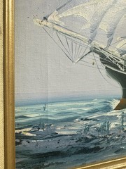 K.MASKELL SAILING SHIP ORIGINAL OIL ON CANVAS PAINTING 16×12