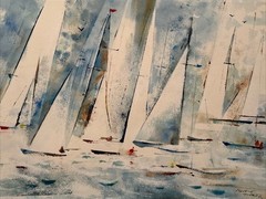EXPRESSIONIST PAINTING SAILING MODERNIST MAURICE SILBER NAUTICAL ART FAMOUS