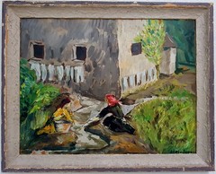 No.: 1033 oil painting artwork frame painting oil painting city river people
