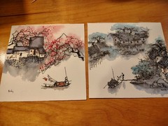 2 Signed Original Chinese Traditional Watercolors LANDSCAPE QUALITY Painting