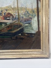 Antique Painting Wpa Era Impressionist Marina Nautical Blanch Whelan Listed Oil