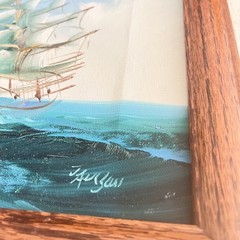 Vintage 8×10 Oil PAINTING Signed Seascape Nautical Sailboat Clipper Ship Ocean